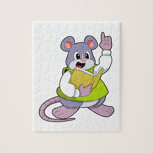 Mouse som lärare med Bok Pussel (Vertikal)