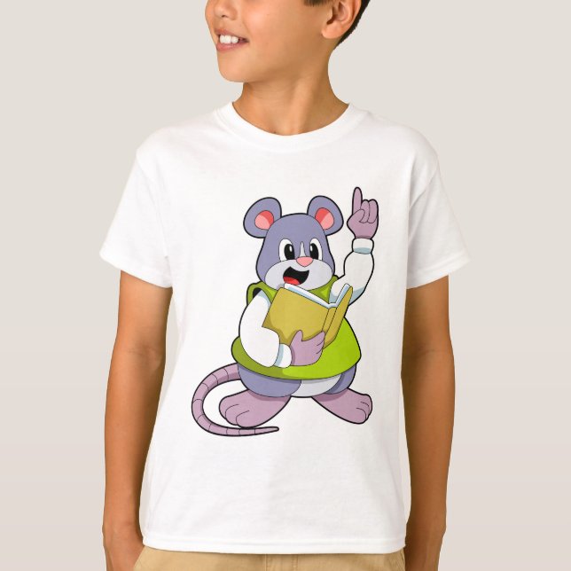 Mouse som lärare med Bok T Shirt (Framsida)