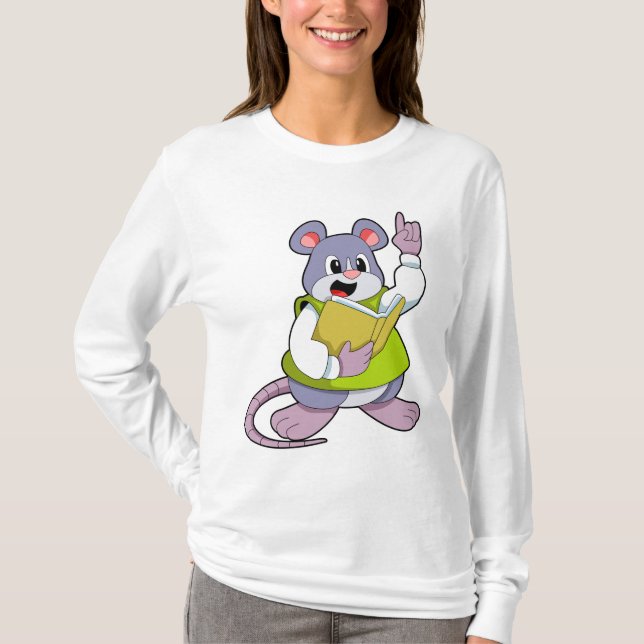 Mouse som lärare med Bok T Shirt (Framsida)