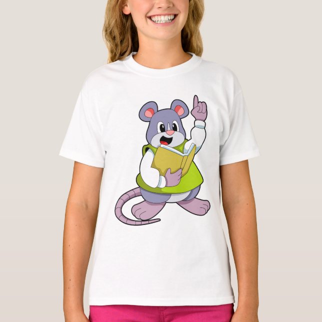 Mouse som lärare med Bok T Shirt (Framsida)