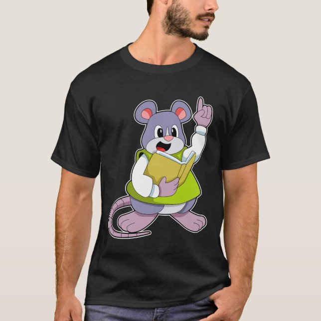 Mouse som lärare med Bok T Shirt (Framsida)