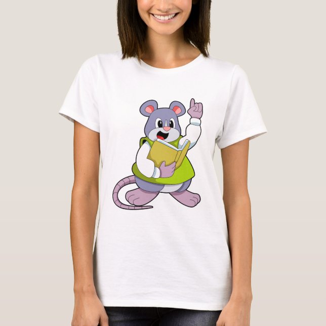 Mouse som lärare med Bok T Shirt (Framsida)