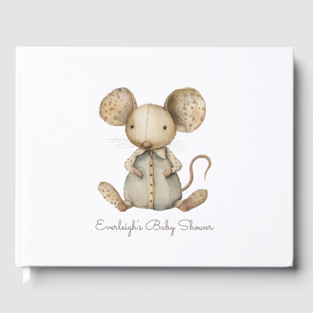 Mouse stuffade gäst Bok i cute Baby Shower Woodlan (Framsida)