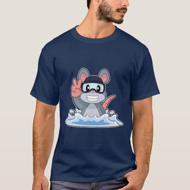 Mouse Swimming Swimming goggles Summer T Shirt (Framsida)