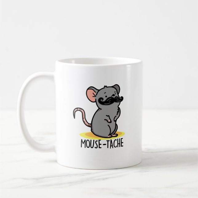 Mouse tache Funny Mouse Pun Kaffemugg (Vänster)