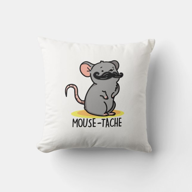 Mouse tache Funny Mouse Pun Kudde (Framsida)