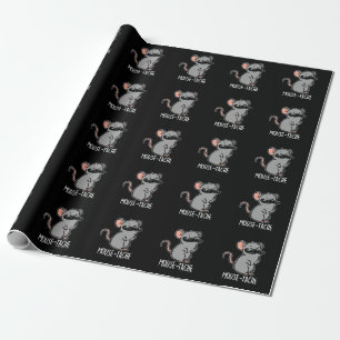 Mouse tache Funny Mouse Pun Mörk BG Presentpapper