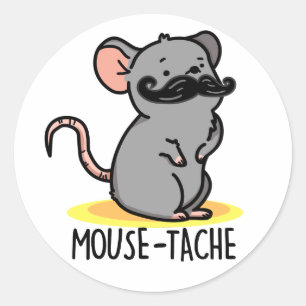 Mouse tache Funny Mouse Pun Runt Klistermärke