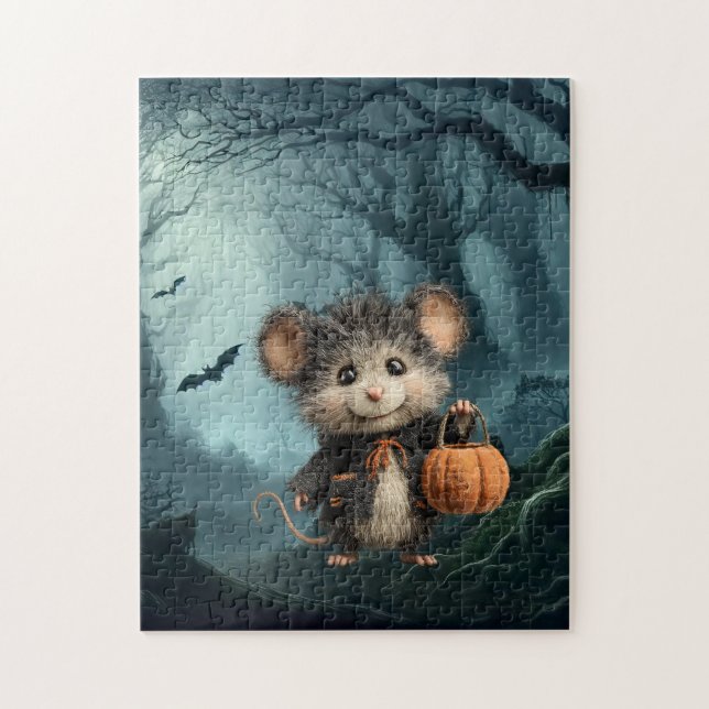 Mouse Trick eller Treater Halloween Pussel (Vertikal)