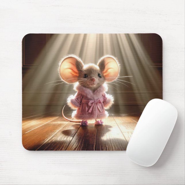 Mouse Wearing a Rosa Robe and Tofflor Musmatta (Med mus)