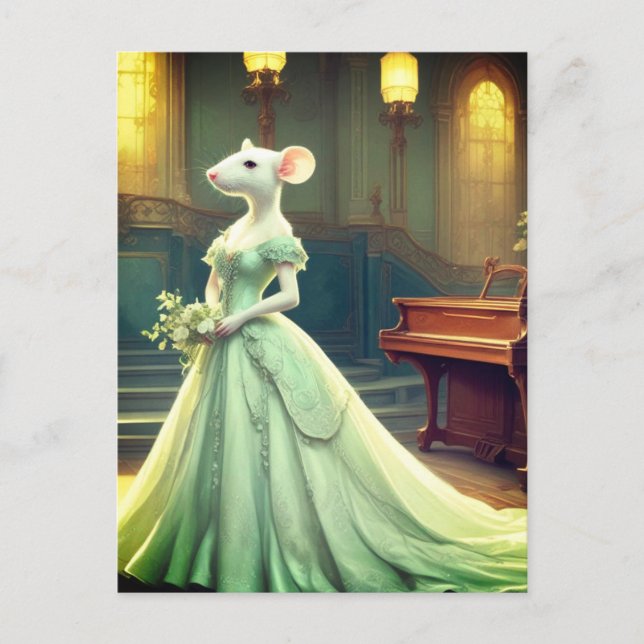 Mouse Wearing Finare Gown Vykort (Framsida)