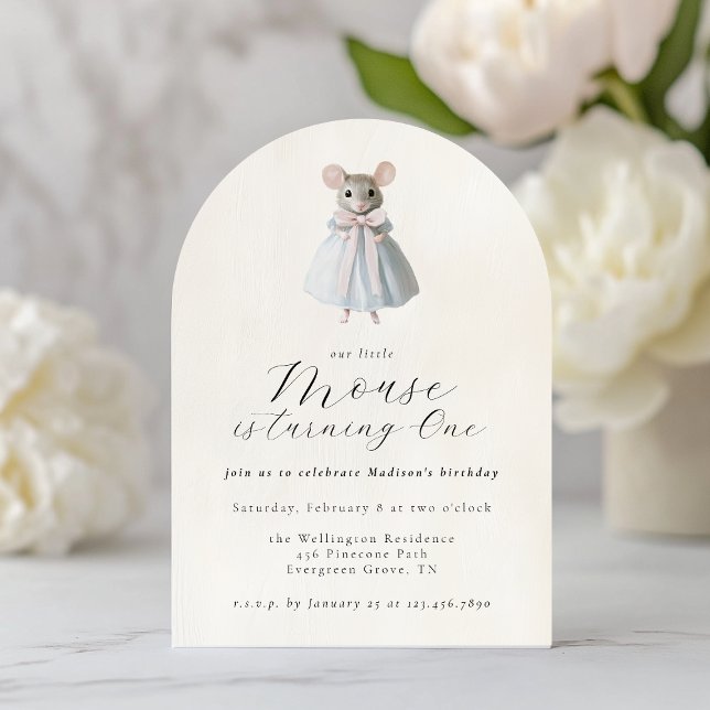 Mouse Whimsical Victorian Birthday Inbjudningar (Skapare uppladdad)