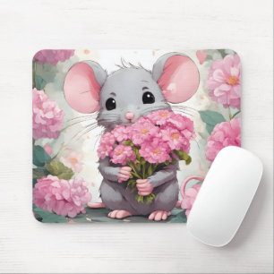 Mouse with Rosa Flower Bouquet Musmatta