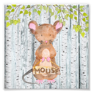 Mouse - Woodland Friends - Vattenfärgillustration Fototryck