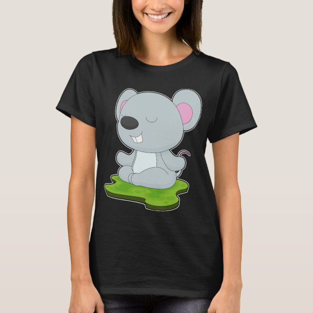 Mouse Yoga Fitness Meditation T Shirt (Framsida)