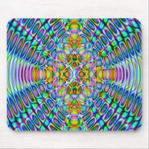 Mousemat Abstrakt Psychedelic Design, Blue Guld Musmatta