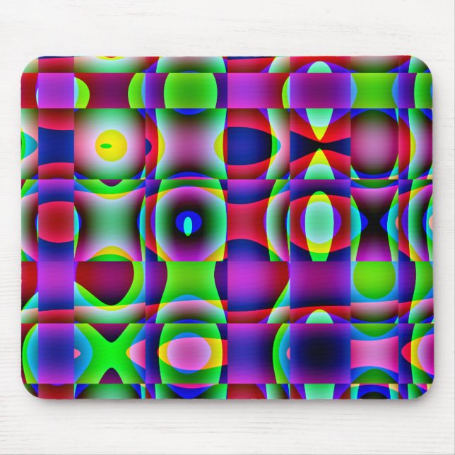 Mousemat Abstrakt Trippy Squares, Psychedelic Musmatta (Framsidan)