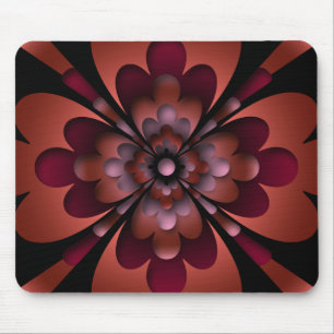 Mousemat, Zen Flower, Mörk Peach Red Orange Rosa Musmatta
