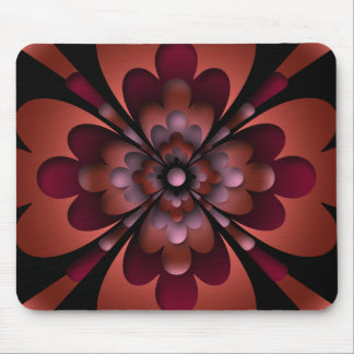 Mousemat, Zen Flower, Mörk Peach Red Orange Rosa Musmatta