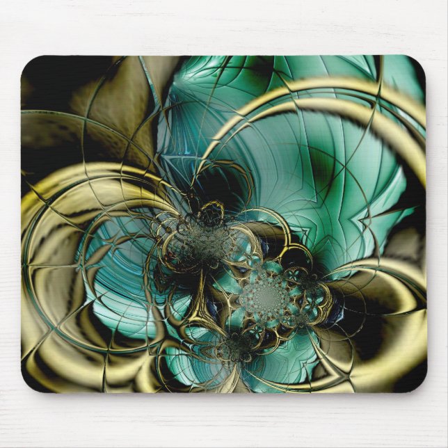 Mousepad Abstrakt Art Metall Guld Teal Glass Musmatta (Framsidan)
