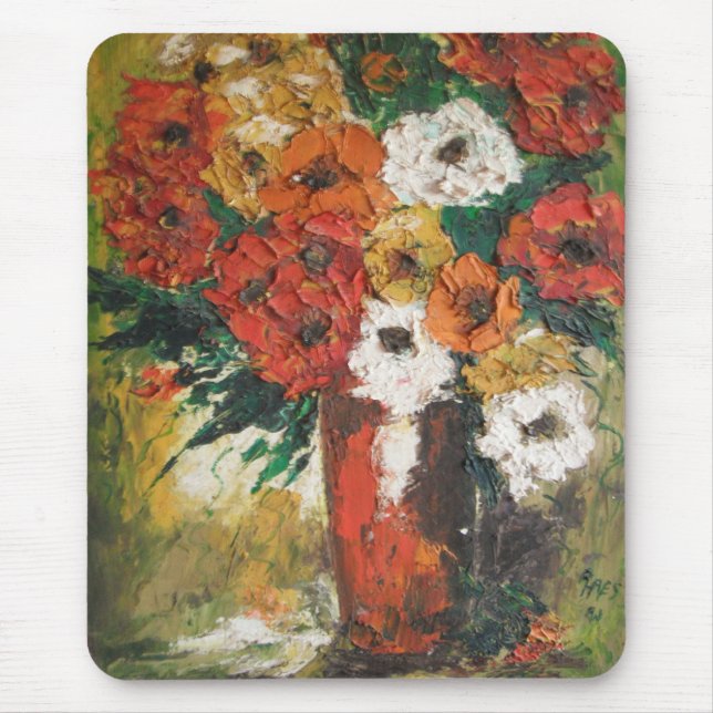 Mousepad Ann Hayes Painting Red Flowers Mixed Musmatta (Framsidan)