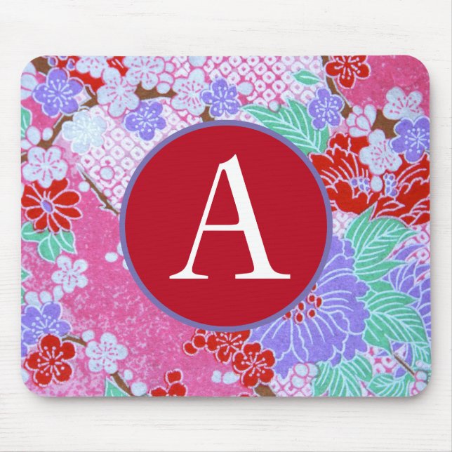 MOUSEPAD ANPASSNINGSBAR INITIAL JAPANESE-BLOMMÖNST MUSMATTA (Framsidan)