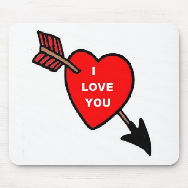 Mousepad Arrow Thru Heart Red, jag Kärlek You Musmatta (Framsidan)