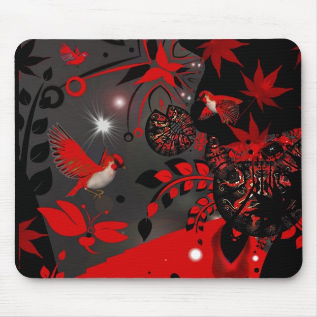 Mousepad Asian Red Birds Musmatta (Framsidan)
