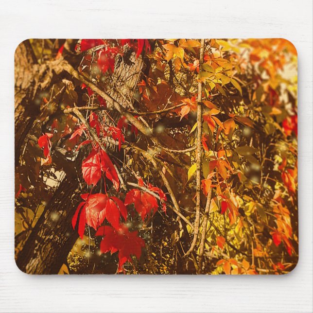 Mousepad Autumn Red Gult Vines Musmatta (Framsidan)
