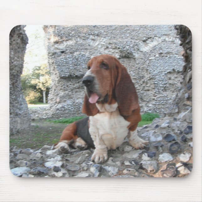 Mousepad Basset Hound Castle Ruin Visit Musmatta (Framsidan)