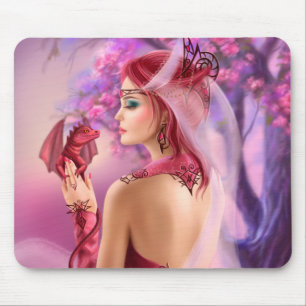 Mousepad Bevackra fantasydrottning och drake Musmatta