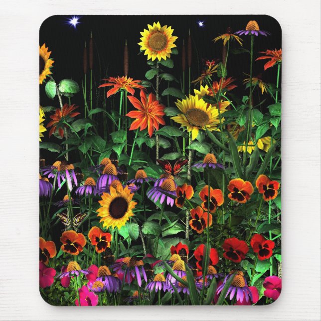 Mousepad Blommigt Flowers vid Nattens halv 2 Musmatta (Framsidan)