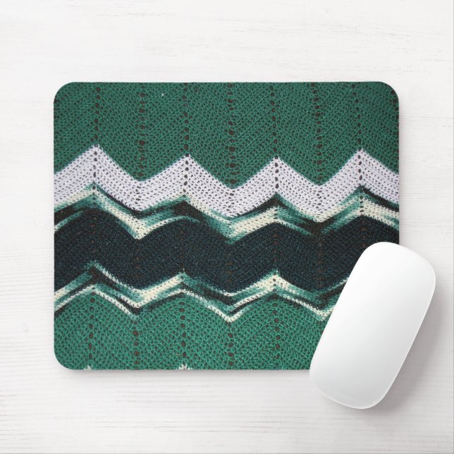 Mousepad - Chevron Mönster i Gröntar Musmatta (Med mus)