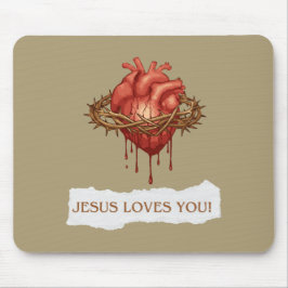 Mousepad Cristão com Frase "Jesus Loves You" Musmatta