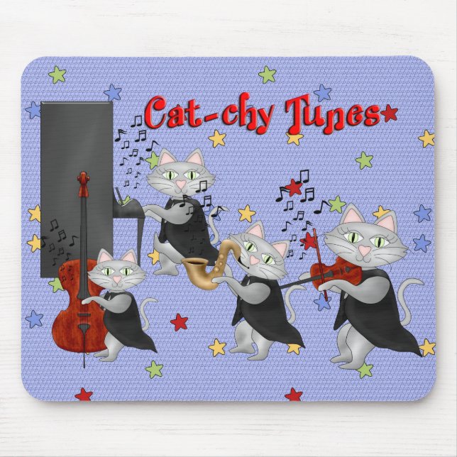 Mousepad Cute Musical Cat Band Musmatta (Framsidan)