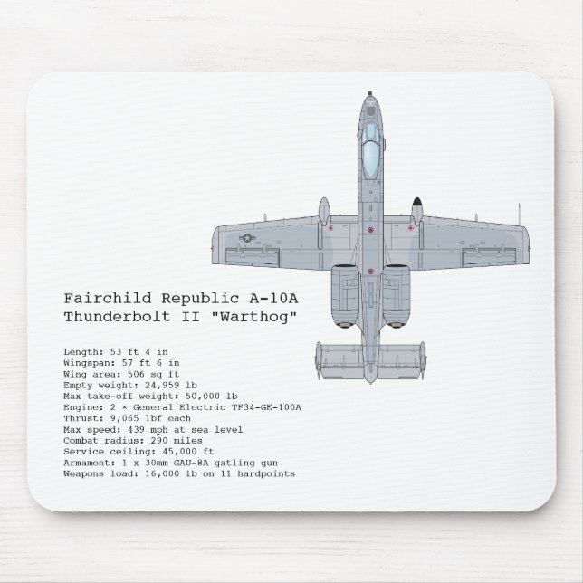Mousepad för A-10 Warthog Musmatta (Framsidan)