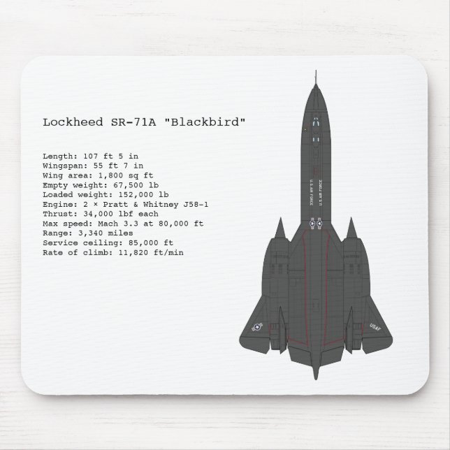 Mousepad för Blackbird SR-71 Musmatta (Framsidan)