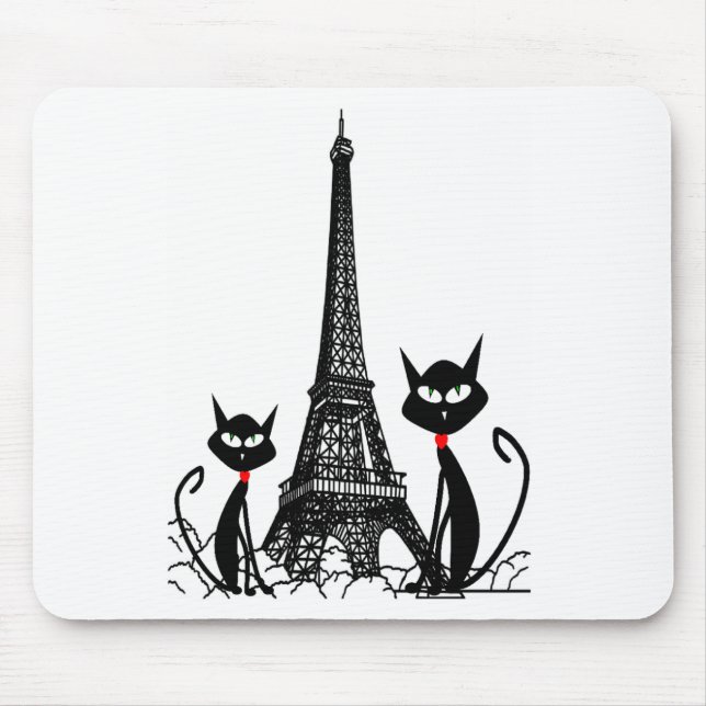 mousepad för eiffel tornkatter musmatta (Framsidan)
