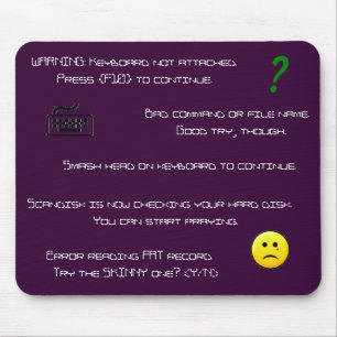 Mousepad för felmeddelanden musmatta