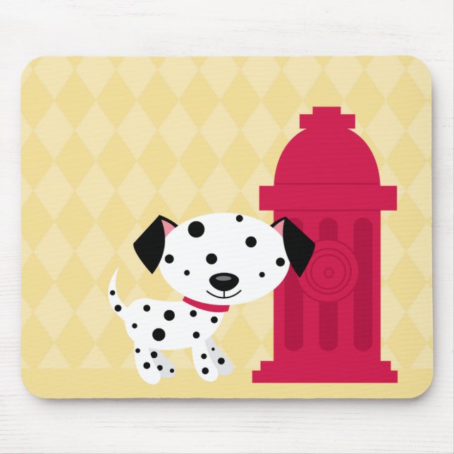 Mousepad för för tecknaddalmationhund & brandpost musmatta (Framsidan)