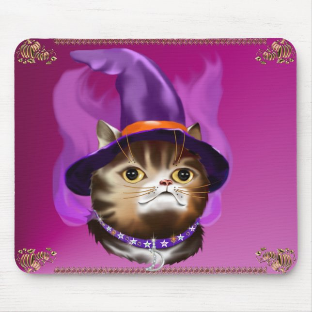 Mousepad för häxakattansikte musmatta (Framsidan)