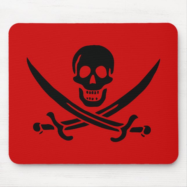 Mousepad för jackRackham svart skalle Musmatta (Framsidan)