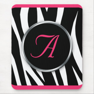 Mousepad för Monogram för chic zebra tryckbär rosa Musmatta