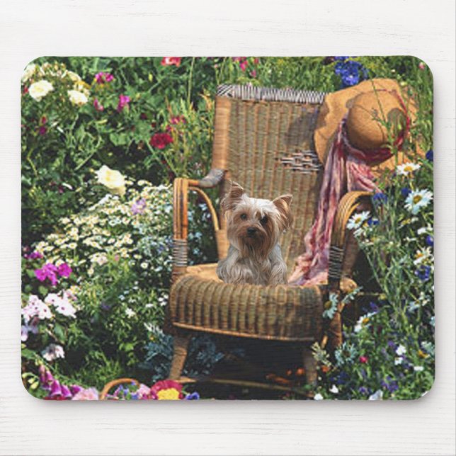 Mousepad för Yorkshire Terrier trädgård Musmatta (Framsidan)