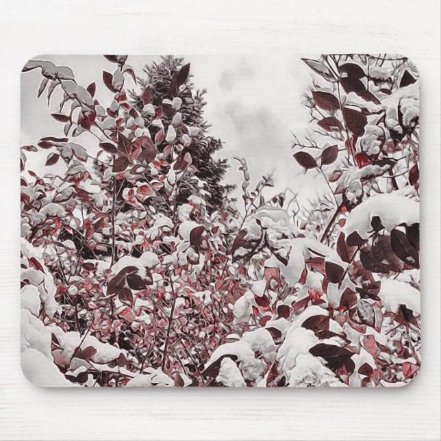 Mousepad Fresh Snö on Red Löv Musmatta (Framsidan)