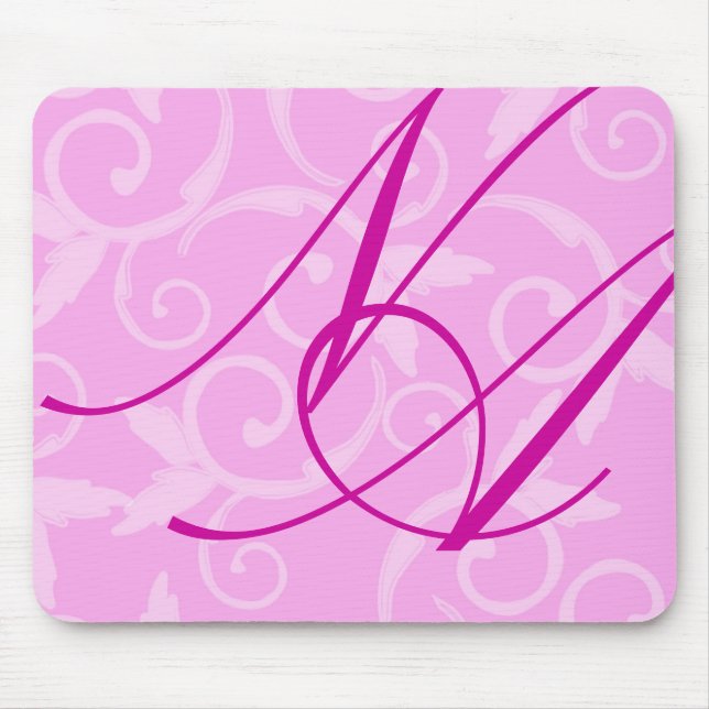Mousepad - Girly Swirl Monogram Musmatta (Framsidan)