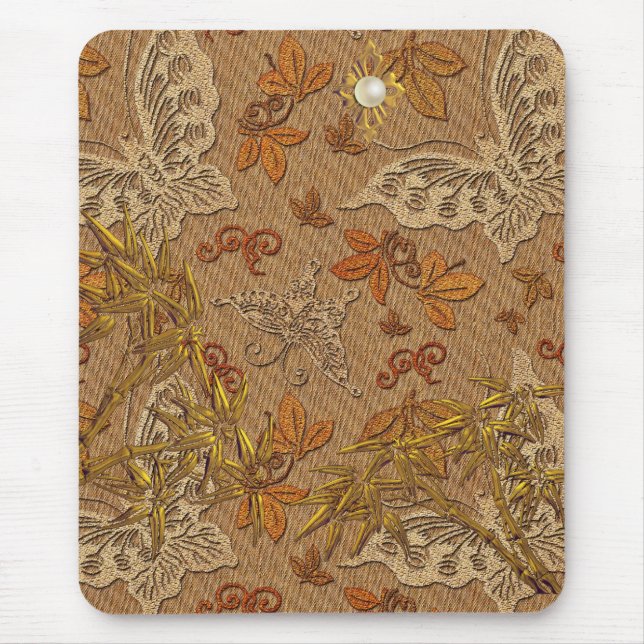 Mousepad Guld Beige Butterfly 2 Musmatta (Framsidan)