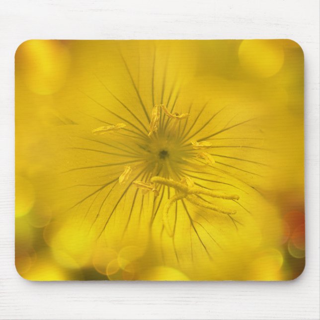 Mousepad Gult Bokeh Flower Musmatta (Framsidan)