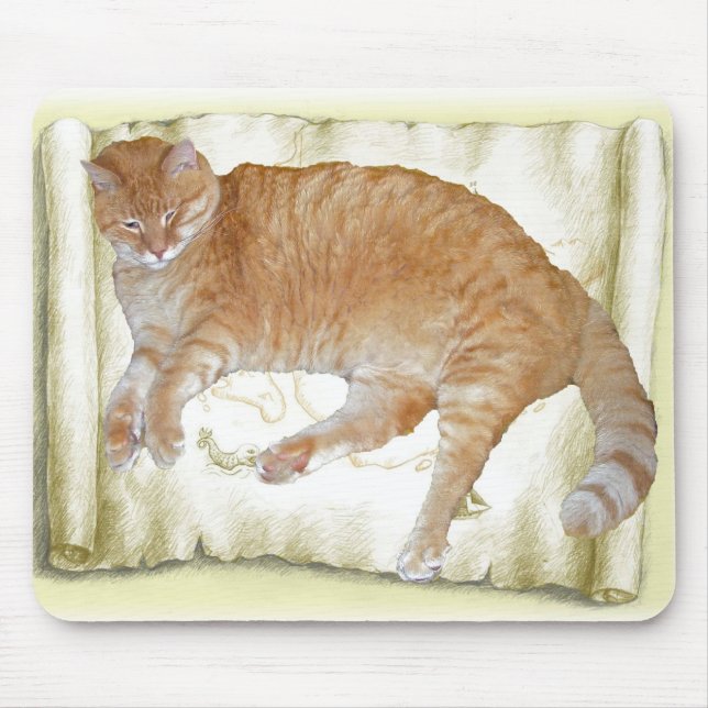 Mousepad Gult Tiger Cat Musmatta (Framsidan)