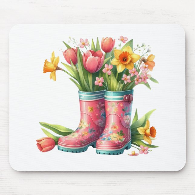 Mousepad-Hello Spring Floral Mouse Pad Musmatta (Framsidan)